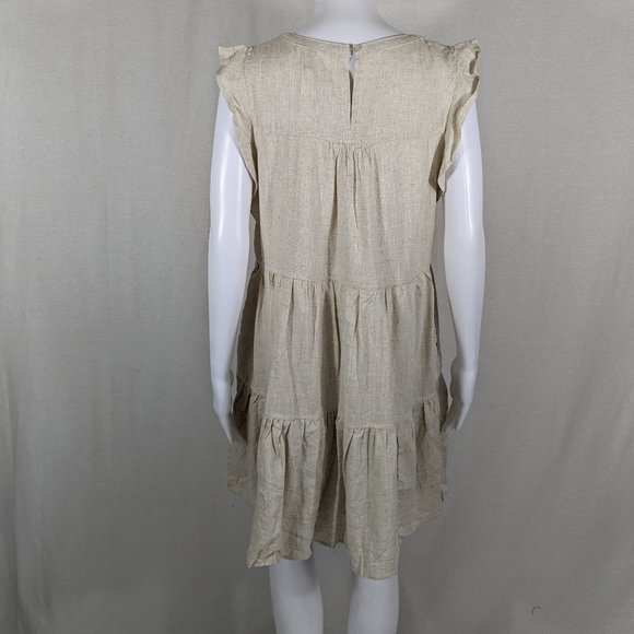 New In Tan Ruffled Babydoll Dress Women's Size Large Brand New with Tags - Picture 2 of 5